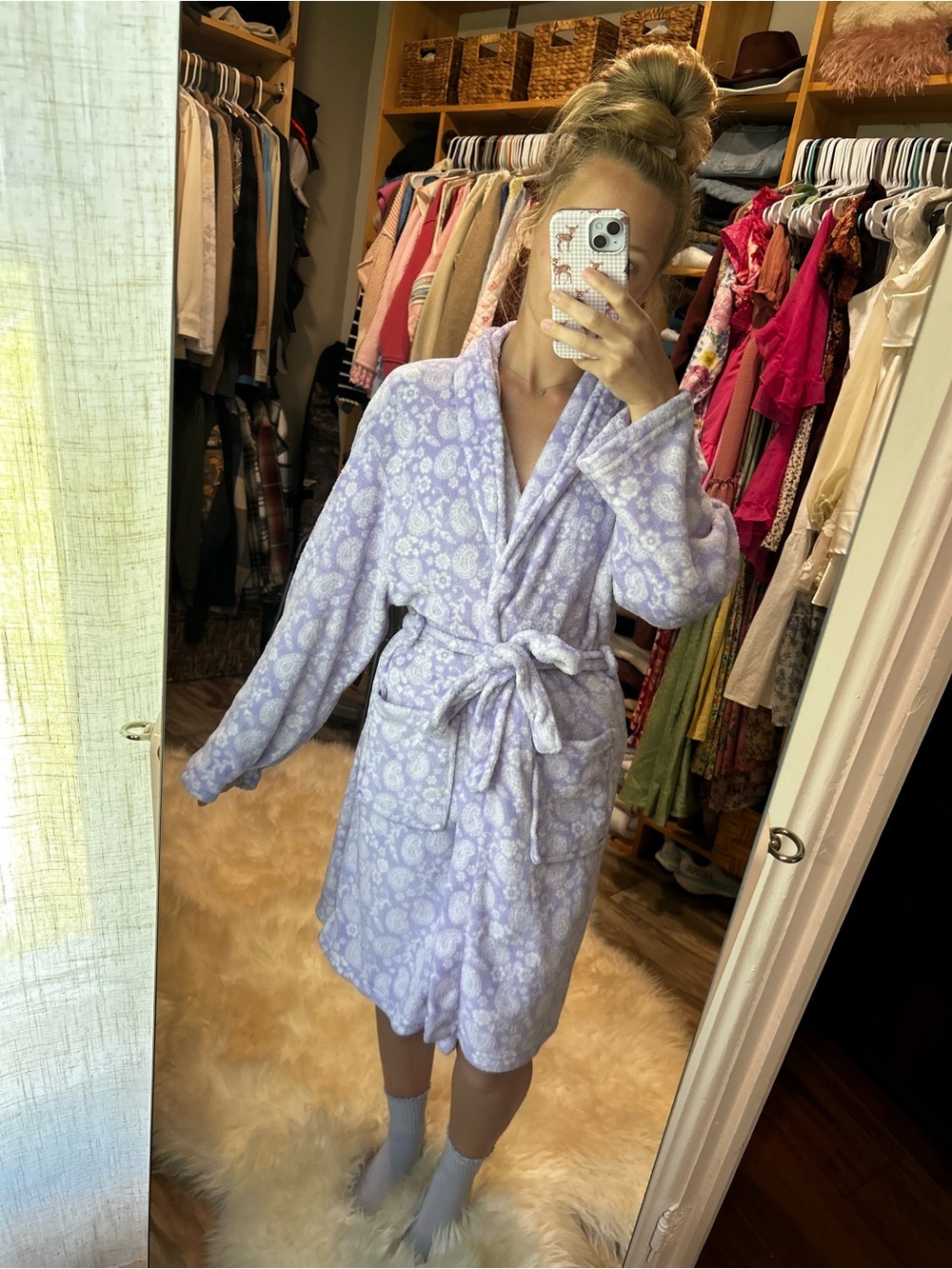 Hotel spa collection Lavender Floral Robe with Belt - one size